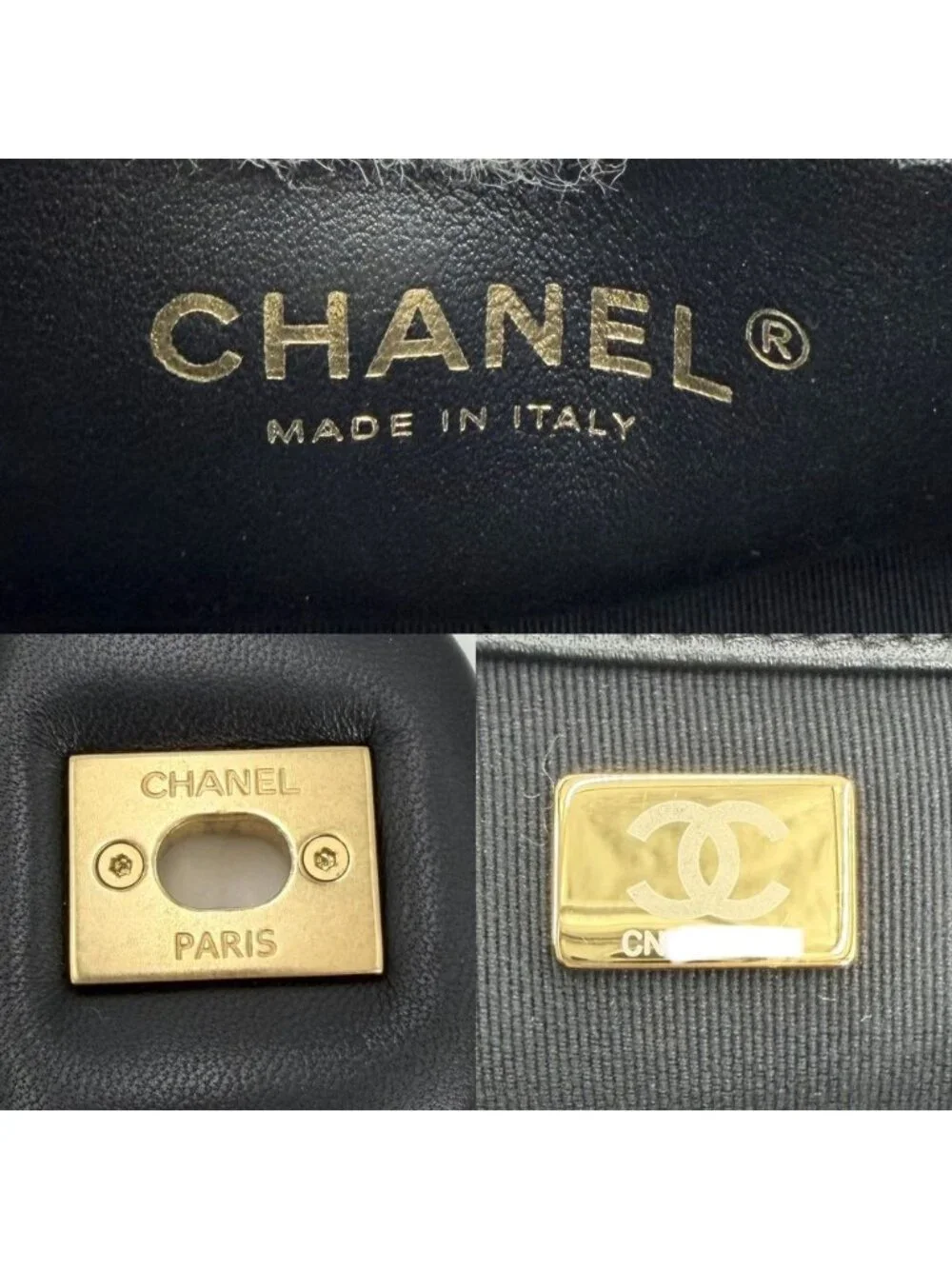 Chanel Shoulder Bag Quilted CC Logo Bag Crossbody Lambskin Black Gold